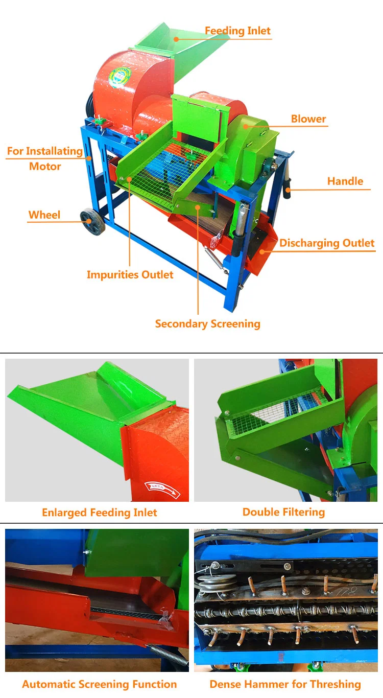 Diesel Engine Corn Thresher Millet Threshing Maize Huller Machine